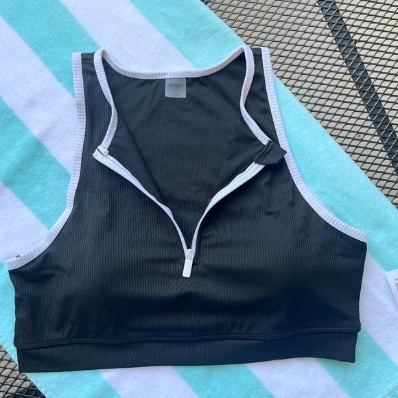 Ribbed Zip-Front Longline Bikini Swim Top NWT - Picture 8 of 11